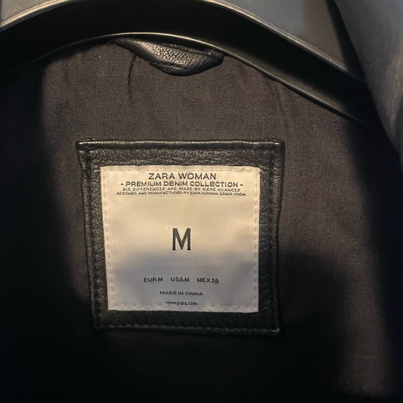 Zara Black Authentic Lambskin Leather Biker Jacket - Picture 3 of 10